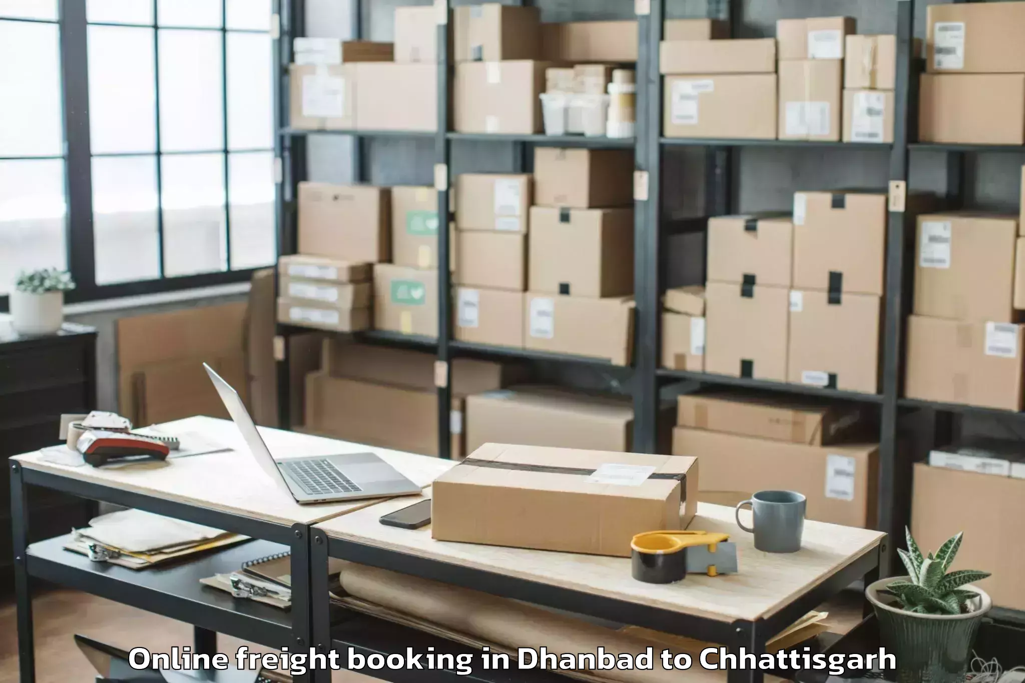 Reliable Dhanbad to Bhanupratappur Online Freight Booking